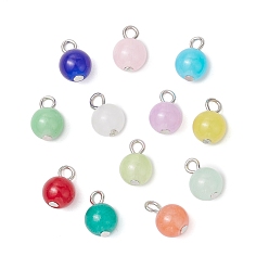 Платина 12Подвески из искусственного нефритового стекла, круглые подвески, платина, 11.5~12x8 мм, отверстие : 2 мм