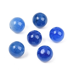 Blue Natural Myanmar Jade Burmese Jade Beads, Dyed, Smooth Round, Blue, 10mm, Hole: 1.4mm