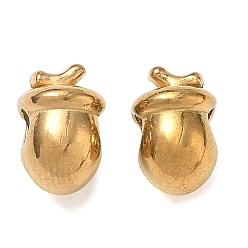 Real 18K Gold Plated 304 Stainless Steel Beads, Pine Cone, Ion Plating(IP), Real 18K Gold Plated, 8x5.5x6mm, Hole: 2mm