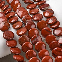 Красный Камень Натуральные красные яшмы бусы пряди, плоско-круглые, 10x3~3.5 мм, отверстие : 0.7 мм, около 50 шт / нитка, 16.06'' (40.8 см)