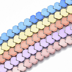 Mixed Color Electroplated Non-magnetic Synthetic Hematite Beads Strands, Heart, Mixed Color, 7x8.5x2.5mm, Hole: 0.5mm, about 62~64pcs/strand, 15.94 inch(40.5cm)