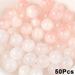 Antique White 50Pcs Opaque UV Reactive Beads, Color Changing Beads, Round, with Glitter Powder, Antique White, 10mm, Hole: 1.6mm