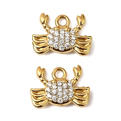 Краб 304 прелести нержавеющей стали, с кубического циркония, ионное покрытие (ip), краб, 9x12x3 мм, отверстие : 1.4 мм