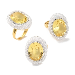 Золотой Регулируемые латунные кольца из микро-паве кубического циркония, с пластиковым звоном, украшения для женщин, долговечный, овальные, золотые, внутренний диаметр: 18 мм