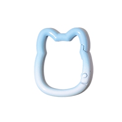 Светло-Голубой Градиентный цвет, окрашенный распылением, пружинное кольцо из сплава, кошка, Небесно-голубой, 35x28x4 мм