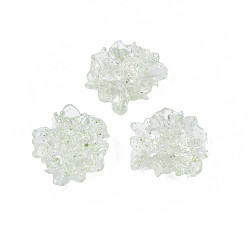 Pale Green Transparent Acrylic Cabochons, with Glitter Powder, Flower, Pale Green, 25x22.5x10.5mm