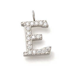 Letter E 304 микро нержавеющей стали прокладывать Цирконом подвески, подвески с буквой az~z, Письмо E, 12.5x8x2 мм, отверстие : 2 мм