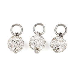 Нержавеющая Сталь Цвет Круглые подвески из полимерной глины ручной работы со стразами, с проушинами из нержавеющей стали, цвет нержавеющей стали, 304 мм, отверстие : 9.5x6.5 мм