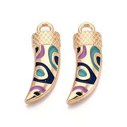 Прусский Синий Стойки обшивки сплава эмали подвески, Рог изобилия, без кадмия, без никеля и без свинца, берлинская лазурь, 37x15.5x4 мм, отверстие : 3.8 мм