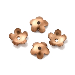 Кофейно-Золотой Ионное покрытие (ip) 304 колпачки из нержавеющей стали, цветок, 5-лепесток, кофе золотой, 5.5x6x1 мм, отверстие : 0.6 мм