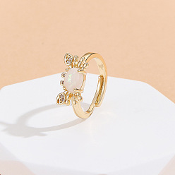 Белый Регулируемые кольца для пальцев с микропаве из кубического циркония из латуни, краб, золотые, белые, внутренний диаметр: 17 мм