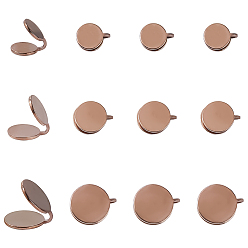 Rose Gold 12Pcs 3 Styles 304 Stainless Steel Cuff Earrings, Flat Round, Rose Gold, 11~16x10~15mm, 4pcs/style 