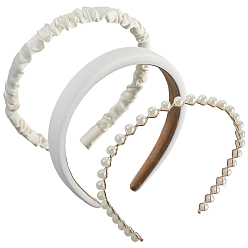 Белый Элегантные тканевые резинки для волос, с ABS имитации жемчуга, белые, 148x133x12.5 мм, внутренний диаметр: 123 мм