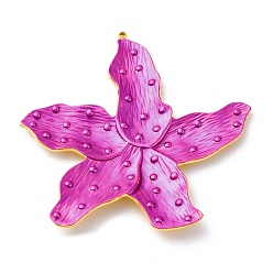 Орхидея 304 эмаль нержавеющей стали большие кулоны, цветочный шарм, вакуумное покрытие pvd, реальный 18 k позолоченный, сиреневые, 60.5x59.5x3.5 мм, отверстие : 1.5 мм