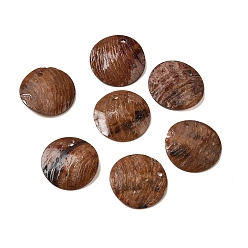 Верблюжий Подвески из натуральных ракушек акойя, окрашенные распылением, Дисковые подвески, верблюжие, 20x3 мм, отверстие : 1 мм