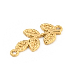 Настоящее золото 18K Ионное покрытие (ip) 304 звенья из нержавеющей стали, подвески в виде листьев, реальный 18 k позолоченный, 28x12.5x2 мм, отверстие : 1.5 мм