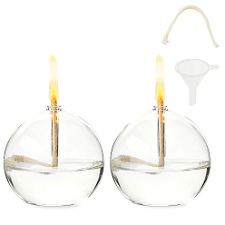 Round Transparent Glass Candle Holders with Candle Wick, Home Decoration, Round, 80x74mm