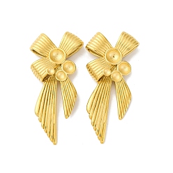 Золотой 304 Настройки горный хрусталь из нержавеющей стали кулон, бантом, ионное покрытие (ip), золотые, пригодный для стразов 2.5~4.5 мм, 40x19x5.5 мм, отверстие : 6.5 мм