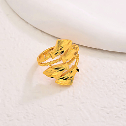 Настоящее золото 18K Латунные регулируемые манжеты открытые кольца для женщин, реальный 18 k позолоченный, внутренний диаметр: 16мм~20мм