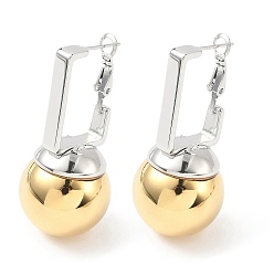 Золотой & Цвет Нержавеющей Стали Серьги из 304 нержавеющей стали, круглые, золотые и нержавеющая сталь цвет, 44x20 мм