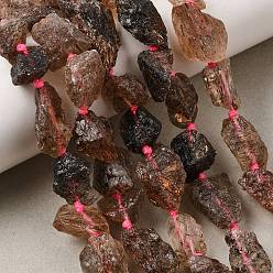 Rutilated Quartz Raw Rough Natural Black Gold Rutilated Quartz Beads Strands, Nuggets, 14~22x10~14x7~10mm, Hole: 0.9mm, about 26~27pcs/strand, 16.54''(42cm)