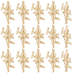 Настоящее золото 24K 30 латунные подвески шт., долговечный, Амур, реальный 24 k позолоченный, 29x16x5 мм, отверстие : 0.8 мм