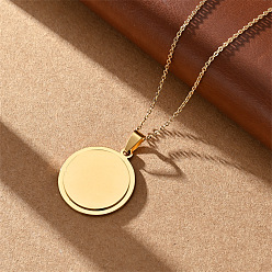 Плоский Круглый 201 Геометрические подвески на цепочке из нержавеющей стали, золотые, плоско-круглые, 19.69 дюйм (50 см)
