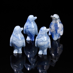 Синий Авантюрин Фигурки пингвинов, вырезанные из натурального крашеного и нагретого авантюрина синего цвета, для украшения рабочего стола домашнего офиса, 42 мм
