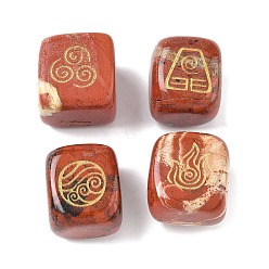 Красный Камень 4шт 4 стили натуральный красный яшма дисплей украшения, фигурка для украшения дома, энергетический камень рейки для исцеления, куб с символами воздуха, пожар, элементы воды и почвы, 15.5x15x15 мм, 1 шт / стиль