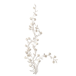 Серебро Аппликации в форме цветков сливы, нитки для вышивания пришиваем клей-расплав одеяла заплатки из ткани, аксессуары для костюма, серебряные, 460x145x1 мм