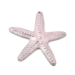 Pink 304 Stainless Steel with Enamel Big Pendants, Starfish Charms, Stainless Steel Color, Pink, 57x59x4.5mm, Hole: 1.8mm