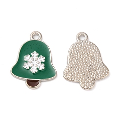 Christmas Bell Рождественские эмали сплава подвески, платина, Рождественский колокольчик, 19x14x1 мм, отверстие : 1.6 мм