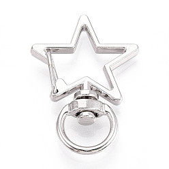 Платина Зажимные крюки, звезда, платина, 34.7x23.7x5 мм, отверстие : 5.7x9.8 мм