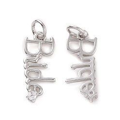 Платина Стойка металлическая латунная микропрофилированная кубическая циркония подвески, с целью перехода в кольце, долговечный, без кадмия и без свинца, Слово невесты, платина, 18x7.5x2.5 мм, Перейти кольцо: 5x1 мм, внутренний диаметр: 3.5 мм