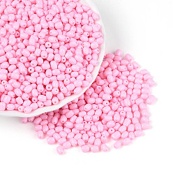 Бледно-Розовый Выпечка краска стеклянные бусины, баррель, розовый жемчуг, 4~4.5x3~3.5 мм, отверстие : 0.8~0.9 мм, Около 6080 шт / фунт