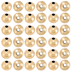 Настоящее золото 18K Spacer бисер латунные, круглые, реальный 18 k позолоченный, 6 мм, отверстие : 1 мм, 300 шт