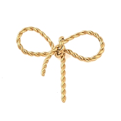 Настоящее золото 18K Ионное покрытие (IP) 304 Соединительные подвески с витыми бантиками из нержавеющей стали, реальный 18 k позолоченный, 29x34x9 мм