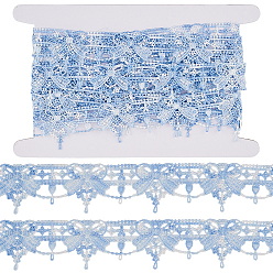 Стально-синий Цветочная вышивка пришитые полиэстеровые ленты нашивки, с картонной карточкой, стальной синий, 38 мм