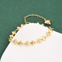 Золотой 304 Браслеты-цепочки из нержавеющей стали в форме сердца для подарка на День святого Валентина, золотые, 7-5/8 дюйм (19.3 см), эксдендер: 63мм