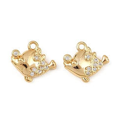 Fish Подвески из латуни с микропаве из кубических цирконий на тему океана, долговечный, без никеля , реальный 18 k позолоченный, рыба, 11x12x4 мм, отверстие : 1.2 мм