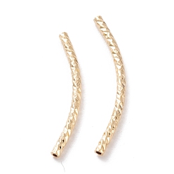 Real 24K Gold Plated Brass Tube Beads, Long-Lasting Plated, Curved Beads, Tube, Real 24K Gold Plated, 25x1.5mm, Hole: 0.8mm