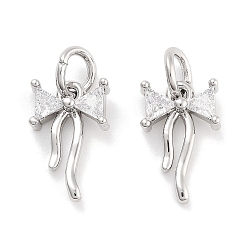Платина Латунные микро проложить кубического циркония подвески, без кадмия, без никеля и без свинца, с целью перехода в кольце, бантом, clearr, платина, 12x7.5x2.5 мм