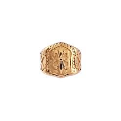 Золотой 304 палец кольца из нержавеющей стали, Флер де Лис, золотые, размер США 6 (16.5 мм)