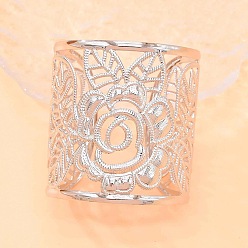 Серебро Полые браслеты из сплава на плечо для женщин, цветок, серебряные, внутренний диаметр: 2-3/8 дюйм (6 см)