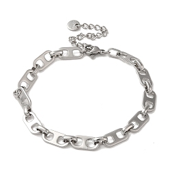 Platinum Brass Mariner Link Chains Bracelets for Women, Platinum, 9-3/4 inch(24.6cm)