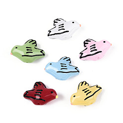 (52) Непрозрачная лаванда Эмалевые бусины ручной работы в технике лэмпворк, птица, разноцветные, 14~14.8x20~20.3x9~9.8 мм, отверстие : 0.8~0.9 мм