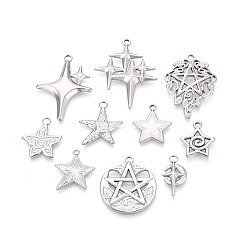 Нержавеющая Сталь Цвет 10 шт. 304 подвески из нержавеющей стали, звезды прелести, цвет нержавеющей стали, 18.5~38.5x11~30x1.5~3.5 мм, отверстие : 1.7~2.5 мм