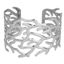 Нержавеющая Сталь Цвет Полые 304 браслеты-манжеты из нержавеющей стали, Имитация браслетов в форме Кэрол для женщин, цвет нержавеющей стали, внутренний диаметр: 2-1/4 дюйм (5.8 см)