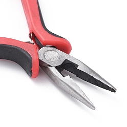 Gunmetal Carbon Steel Jewelry Pliers, Chain Nose Pliers, Serrated Jaw and Wire Cutter, Polishing, Red, Gunmetal, 132mm
