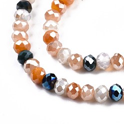 Orange Glass Beads Strands, AB Color Plated, Faceted, Rondelle, Orange, 3.5x3mm, Hole: 0.8mm, about 132~140pcs/strand, 14.80 inch~15.16 inch(37.6cm~38.5cm)